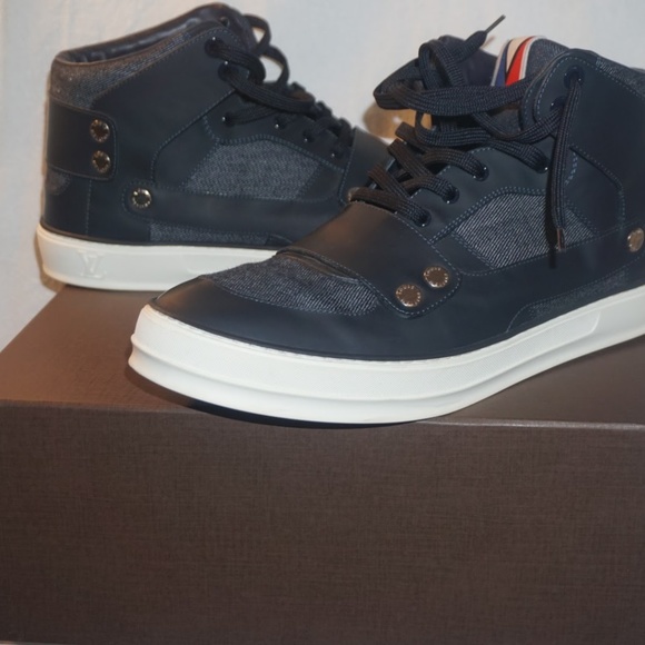 Louis Vuitton Mid-Top Sneaker Navy Blue Lth/ Denim - Picture 3 of 8